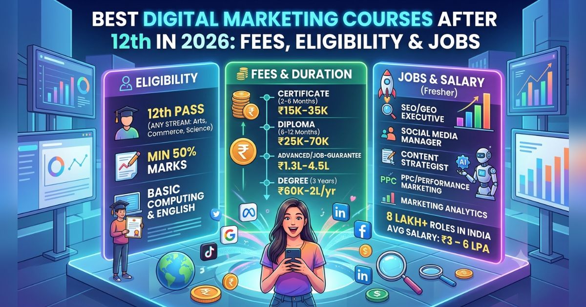 Best Digital Marketing Courses After 12th in 2026: Fees, Eligibility & Jobs