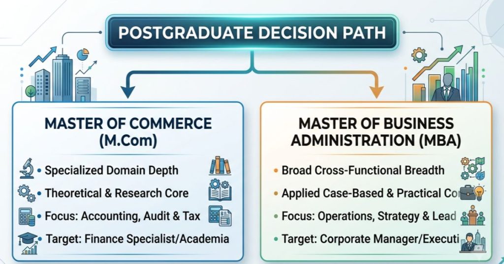 mcom vs mba career decision
