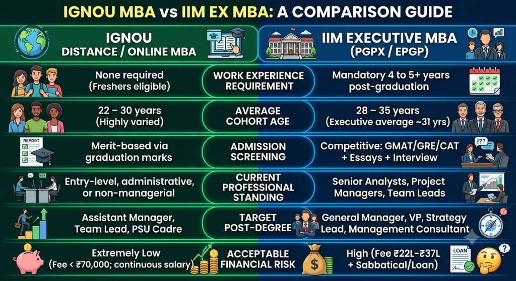IGNOU MBA vs IIM Executive MBA Comparison